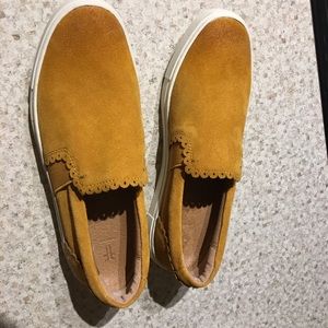 Mustard suede Frye slip on NWOT 7.5